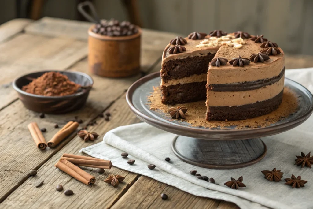 Chocolate chai kefir cake